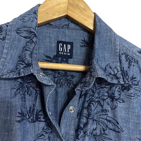 GAP Chambray Indigo Floral Denim Jumpsuit Size 10 - Picture 3 of 4